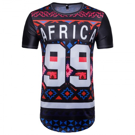 Style Ethnic Style 99 Letters Printed Short-Sleeved T-Shirt