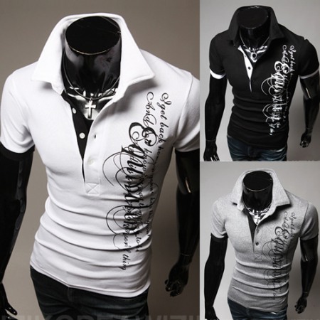 Summer Hot Sale Men's Letter Printing Lapel Short Sleeve for Men